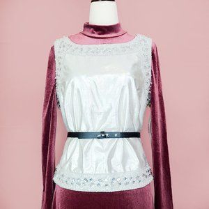 Vintage Gruppo Americano Collection beaded liquid silver top NWT